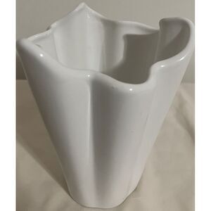 Alcobaca Asymmetrical‎ 6" Tall White Ceramic Vase